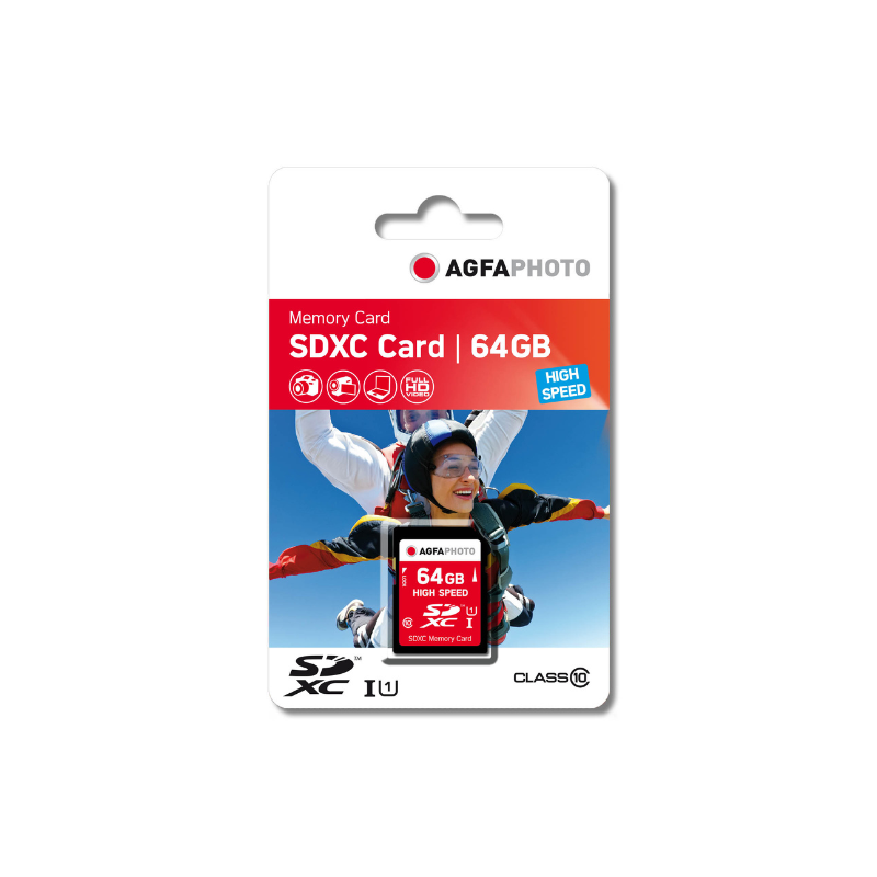 Tarjeta de Memoria AgfaPhoto SDXC 64GB - Alta Velocidad Clase 10 U3/V30