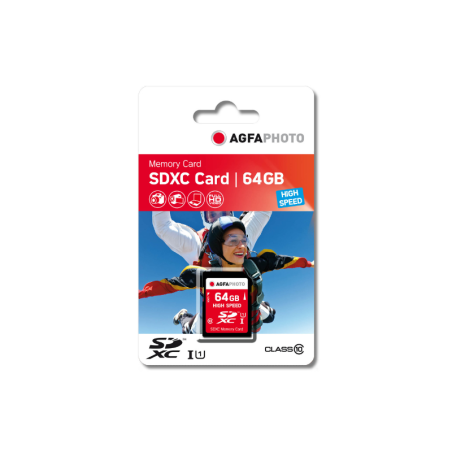 Tarjeta de Memoria AgfaPhoto SDXC 64GB - Alta Velocidad Clase 10 U3/V30