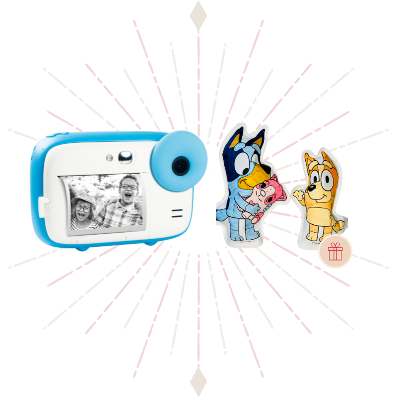 Realikids Instant Cam Blau x Aufblasbare Malvorlagen Bluey und Bingo ARA Creative Set