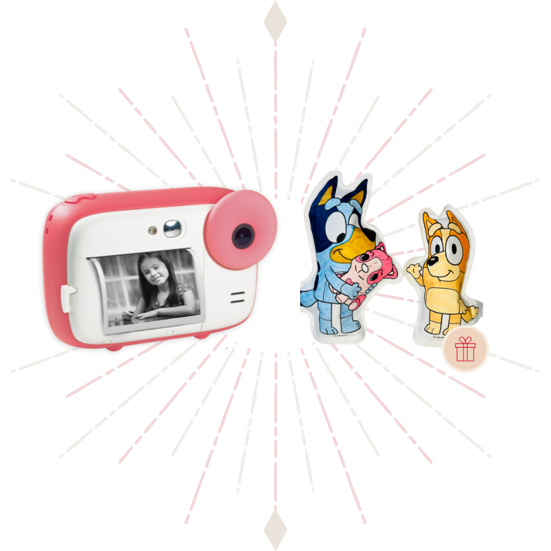 Realikids Instant Cam Rose Set x Malvorlagen Aufblasen Bluey und Bingo ARA Creative