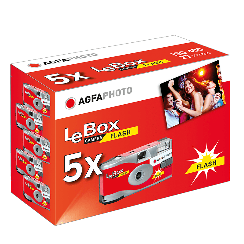 Jednorazowy aparat fotograficzny - AgfaPhoto LeBox Flash - 5 zdjęć jednorazowych