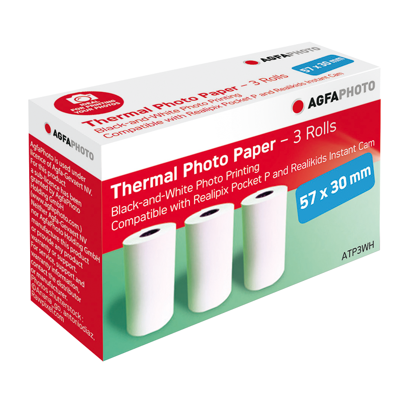 Cartouche Imprimante Thermique - AgfaPhoto ATP3WH - 3 Rouleaux de