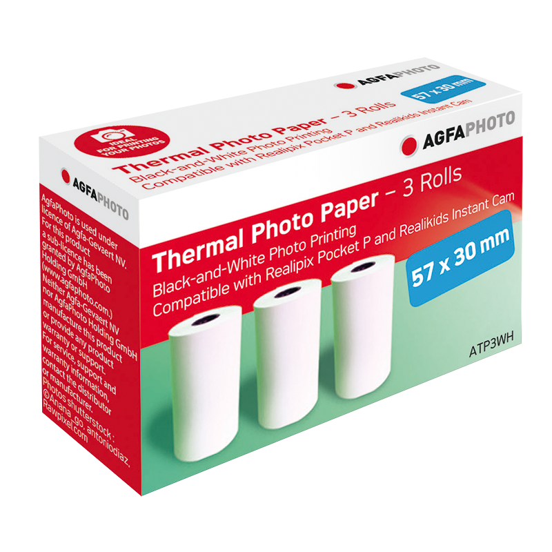 Cartucho para Impresora Térmica - AgfaPhoto ATP3WH - 3 Rollos de Papel