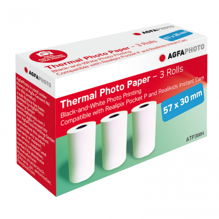 Cartouche Imprimante Thermique - AgfaPhoto ATP3WH - 3 Rouleaux de
