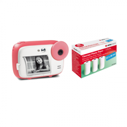 Confezione AgfaPhoto Realikids Instant Cam Rosa + 6 rotoli di carta