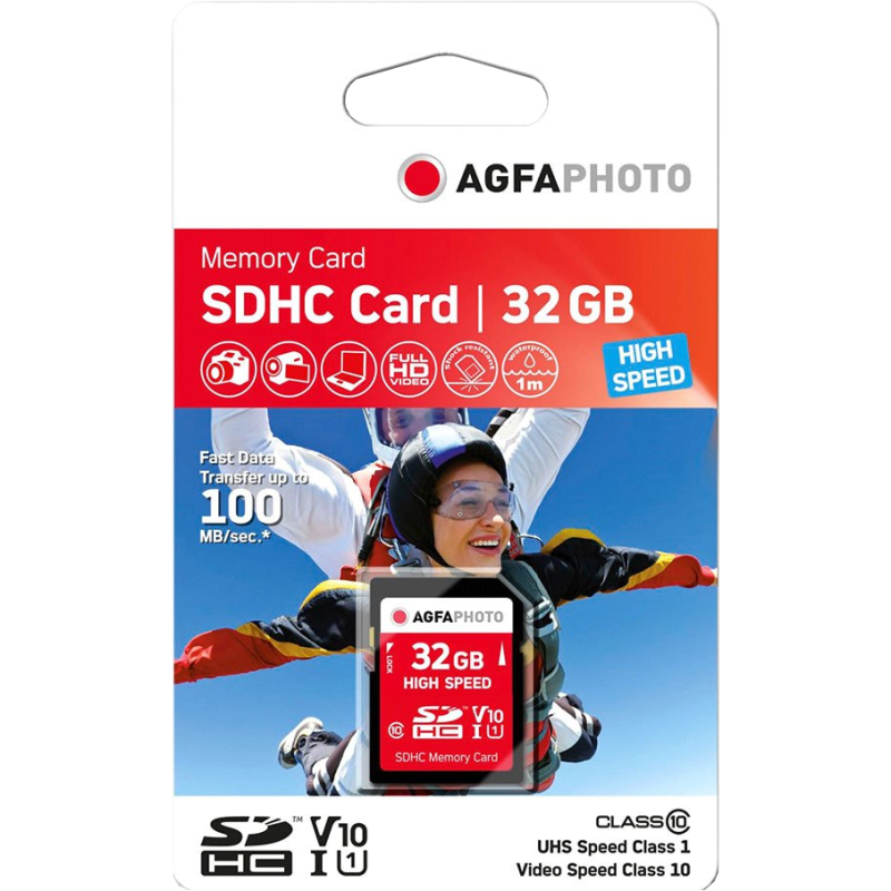 Tarjeta de cámara SD - Tarjeta de memoria SDHC AgfaPhoto de 32 GB - CLASS 10