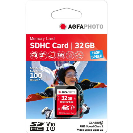 Tarjeta de cámara SD - Tarjeta de memoria SDHC AgfaPhoto de 32 GB - CLASS 10