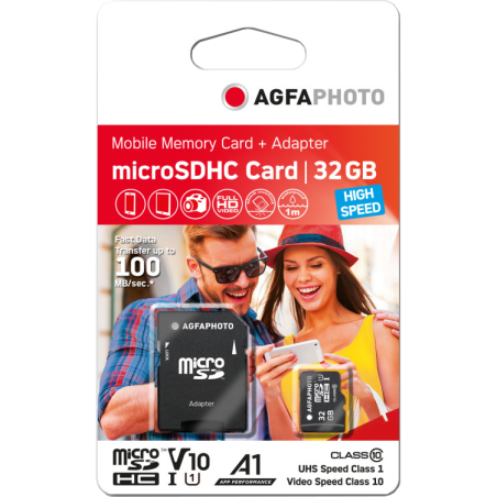 Tarjeta de cámara SD - Tarjeta de memoria Micro SDHC AgfaPhoto de 32 GB - CLASS 10